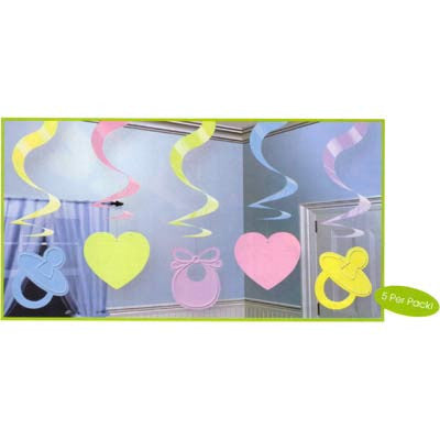 Beistle - Hanging Swirl Decorations - Baby Shower - Pkt 5