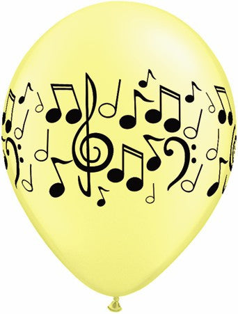 Qualatex - Printed 30cm Balloons - Music Notes - Neon Assortment - Pkt 100