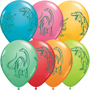 Qualatex - Printed 30cm Balloons - Dinosaurs in Action - Festive Assortment - Pkt 25