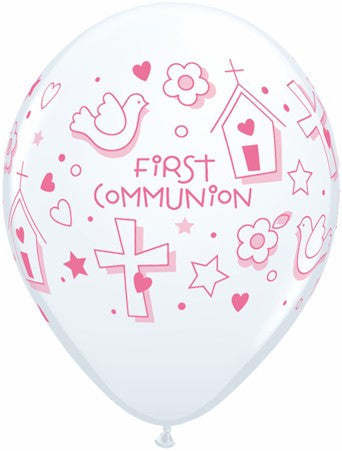 Qualatex - Printed 30cm Balloons - First Communion - Girl - Pkt 25