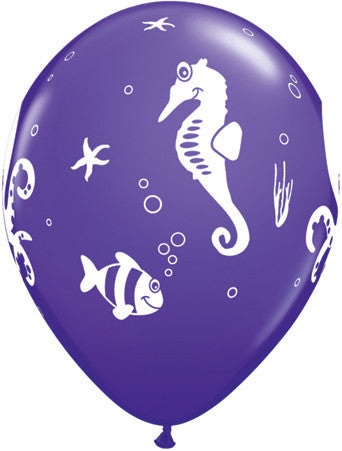 Qualatex - Printed 30cm Balloons - Fun Sea Creatures - Fashion Assortment - Pkt 50
