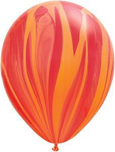Qualatex - Printed 30cm Balloons - Rainbow Super Agate - Red/Orange - Pkt 25