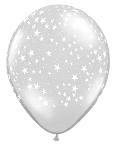 Qualatex - Printed 30cm Balloons - Stars-A-Round - Crystal Clear - Pkt 50