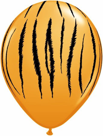 Qualatex - Printed 30cm Balloons - Tiger Stripe - Orange - Pkt 25