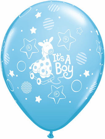 Qualatex - Printed 30cm Balloons - Its A Boy Soft Giraffe - Pkt 100