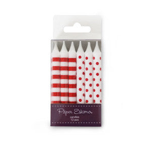 Paper Eskimo - Candles - Red Candy - Pkt 12